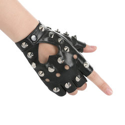 Punk Rivet Half-Finger Gloves for Men, Women, and Children, Street Dance Nightclub Rock Gloves, Stage Performance Gloves, Dancing Gloves