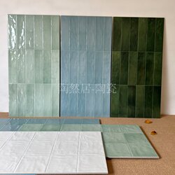 Blue Glossy Pearl Glaze 400X800 Checkered Bathroom Kitchen Tiles for Guesthouses, Milk Tea Shops, and Bakeries Wall Tiles