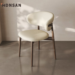 Nordic Solid Wood Dining Chair, Light Luxury, Mid-Century Style, North American Italian Minimalist Dining Table and Chairs, Home Use, High-End Soft Backrest Chair