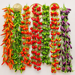 Simulated Fruit and Vegetable Skewer Model Hanging Decoration Garlic Corn Pepper Farmhouse Courtyard Restaurant Decoration Photography Props