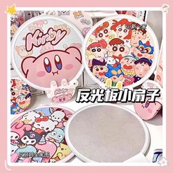 New Cartoon Reflective Folding Fan Portable Crayon Shin-Chan Children's Round Fan Summer Cute Plastic Storage