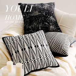 Black and White Minimalist Chanel-Style High-End Pillowcase, French Simple Pillow, Light Luxury Sofa Bay Window Cushion