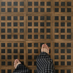 Black Checkered Dark Wood-Grain Imitation Tiles Retro Cafe B&B Restaurant Kitchen Bathroom Non-Slip Floor Tiles