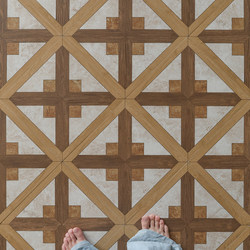 Medieval Style Retro Imitation Wood Grain Geometric Pattern Tiles for Bathroom, Balcony, Kitchen, Bakery, Commercial Use, and Catering