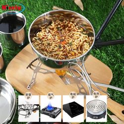 304 stainless steel camping pot set outdoor picnic pot set I large pot cooker camping portable folding picnic pot