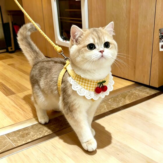 Pet cat and dog leash, cute bib, small dog harness, dog leash, cat leash for outing