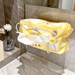 Suction Cup Towel Rack Bathroom Vanity Mirror Cabinet Wall-Mounted Tissue Storage Box Holder