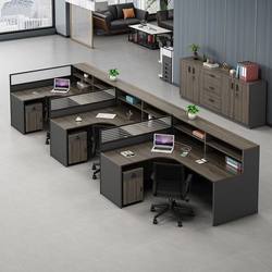 Staff Office Desk and Chair Set, Complete Set, Simple and Modern, 2/4/6 Person Screen Partition Booth, Office L-Shaped Finance Desk