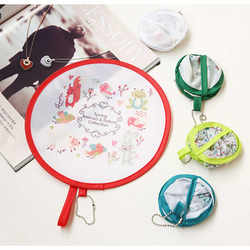 Japanese-Style Folding Fan Mini Portable Cartoon Fan Children's Portable Small Folding Fan Summer Compact Fan Round Fan