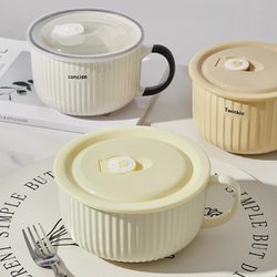 Jingdezhen Microwaveable Lunch Box for Office Workers, Bento Box with Lid, Insulated Ceramic Rice Bowl