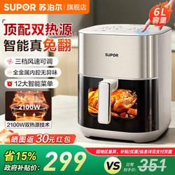 Supor Air Fryer for Home Use, 2026 New Model, Large Capacity, Visible Multi-Functional Oven, No Need to Turn the Food, Official Genuine Product