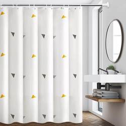 Bathroom Curtain to Block Water, Shower Curtain for Bathroom, No-Drill Curtain Fabric, Dry and Wet Separation for Bathing, Plastic Waterproof Partition Curtain