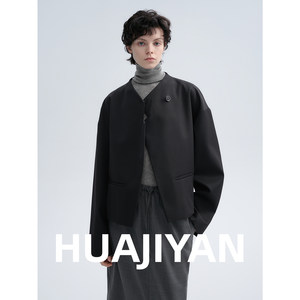
Hua Jiyan [Kekexili] 100 Wool Bevel Placket One Button Short Top Jacket for Women Spring and Autumn