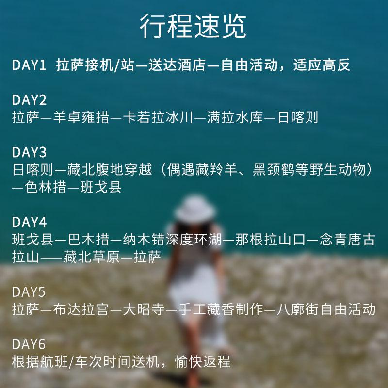 4人小团西藏旅游拉萨布达拉宫羊湖纳木措6天5晚拼车包车跟团游