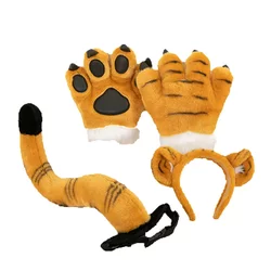 Animal Tail Belt Children's Simulated Tiger Tail Paw Plush Toy Dinosaur Giraffe Hairpin