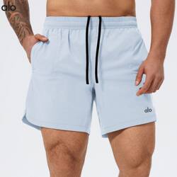 2026 New Model Alo European and American Men's Quick-Drying Breathable 170g Sports Fitness Double-Layer Shorts for Basketball, Tennis, and Running