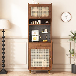 Vintage Mid-Century Rattan Narrow Sideboard Wine Cabinet Storage Rack Against the Wall for Home Living Room Next to Tv Cabinet Sofa Side Cabinet