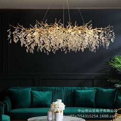 Nordic light luxury crystal chandeliers simple and atmospheric French luxury duplex building American living room dining room light luxury branch crane