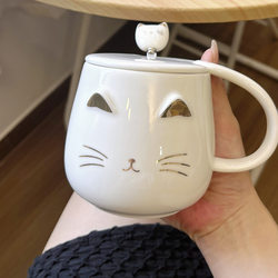 Jingdezhen Cat Ceramic Water Cup Mug High Aesthetic Value Household Japanese Style Cute Cartoon Couple Creative Unisex