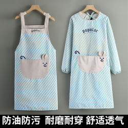 Summer Thin Apron Ice Silk Canvas 2024 New Style Apron Kitchen Household Breathable Wear-Resistant Korean Style Fashion Smock
