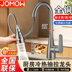 All-Copper Kitchen Pull-Out Faucet for Home Use, Sink Faucet for Washing Vegetables, Hot and Cold Water Faucet, Two-In-One, Splash-Proof
