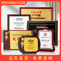 Medal Award Plaque, Custom Creative Wooden Plaque, Gold Foil Wooden Honor Frame, High-End Crystal Trophy Production