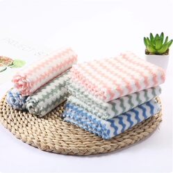 Thickened Special Hand Towel Manufacturer Cloth Absorbent Printed Cleaning Cloth Water Wave Small Towel Household Dining Tablecloth