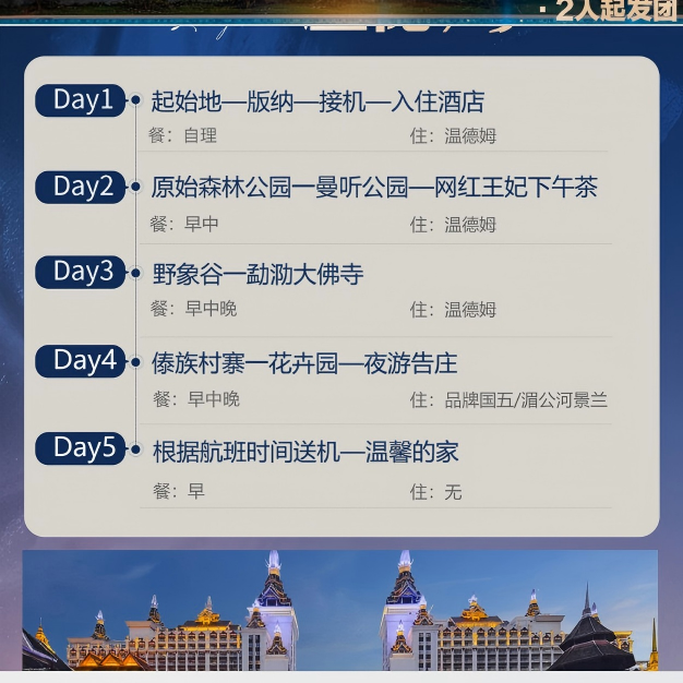 【住温德姆 12人轻奢团】直飞西双版纳5天4晚纯玩跟团游含机票