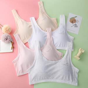 
Direct sales of new girls' adolescent pure cotton underwear all-in-one fixed coasters for junior high school students to prevent exposure and wrap breasts