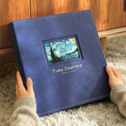 Photo Album, Family Photo Collection, Large Capacity, Vintage Starry Night Album, Leather Hardcover, 56inch Commemorative Albums