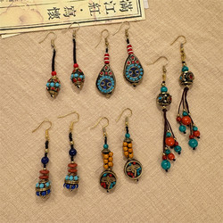 Nepalese Hand-Woven Retro Ethnic Style Long Tassel Earrings Tibetan Exotic Style Original Design Earrings