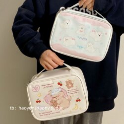 Cute Cosmetic Bag for Women 2025, Portable Partitioned Large-Capacity Cosmetic Storage Bag, Travel Portable Toiletry Bag, New Style