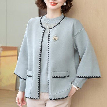 Mother's spring and autumn knitted sweater cardigan two-piece set