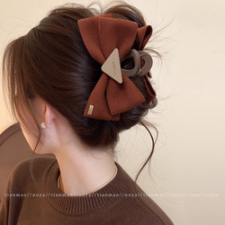 Autumn and Winter Melard Bow Hair Clip, Large Size for Thick Hair, High-End Shark Clip, Hairpin for the Back of the Head, 2025 New Model
