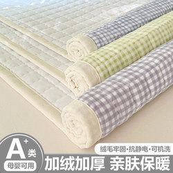 Milk Velvet Quilted Mattress Pad Single Piece Autumn and Winter Thickened Warm Mattress Pad Home Blanket Fleece-Lined Base Pad Quilt
