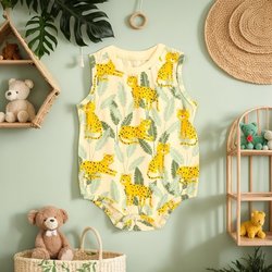 Boys' suits, children's clothing, summer cartoon animal baby clothes, pure cotton Korean style baby onesies, baby clothes