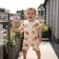 Casual crawl clothes summer baby cute animal cartoon short-sleeved jumpsuit ins boys clothing