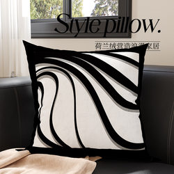 ins Style Sofa Throw Pillow, Light Luxury, High-End Feel, Black and White Abstract Art, Living Room Decorative Cushion, Pillow, Bed Lumbar Pillow