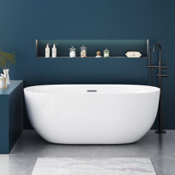 Oval Bathtub, Seamless One-Piece Acrylic Freestanding Bathtub for Home Use, Adult Home Hotel and B&B Bathtub
