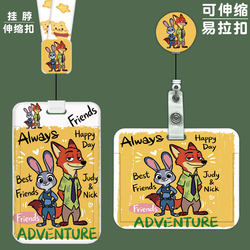 Cute and Beautiful Judy Nick Cartoon Anime Card Holder Work Id Badge Retractable Clip Student Meal Card Campus Card Kindergarten Pick-Up Protective Cover Subway Bus Card
