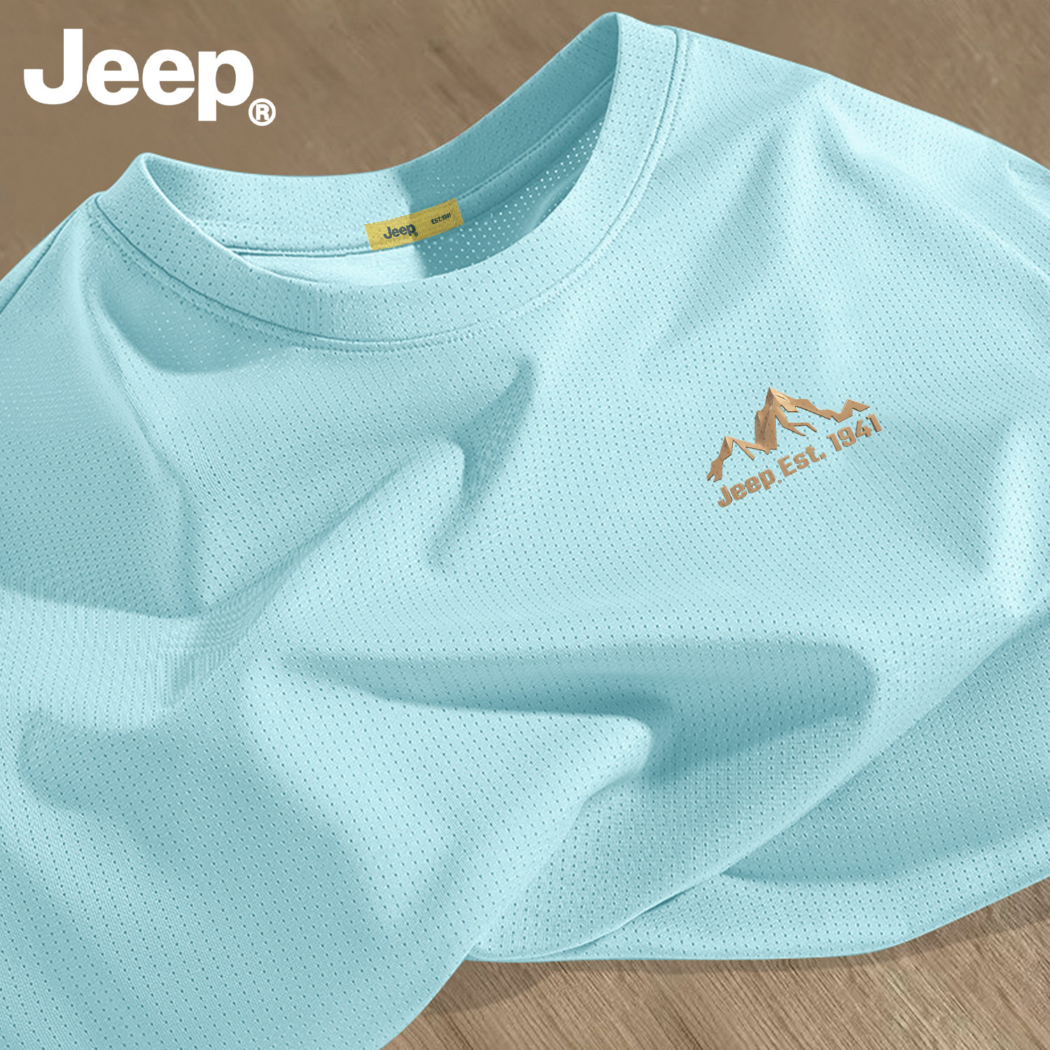 Jeep Cool Ice Silk футболка с короткими рукавами — летняя быстросохнущая мужская модная футболка для фитнеса на открытом воздухе с половиной рукавов