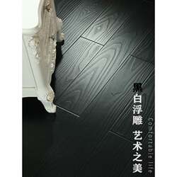 Pure Black and White Household Glossy Laminate Flooring, Wear-Resistant, Vintage Embossed Squares, Commercial Space, Clothing Store