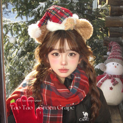 Christmas Hat, Cute Bear Ears Headband, Female Cartoon Sweet Plush Headband, Festive Atmosphere, Autumn and Winter Hair Accessories
