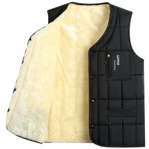 Middle -aged and elderly down cotton vest men's plus velvet plus thick velvet and autumn and winter dad keeps warm vest menia men's horses
