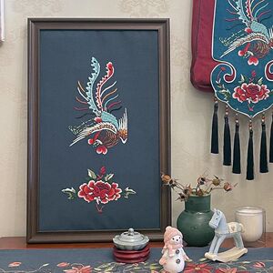 
Home decoration hanging painting phoenix wearing f peony handmade DIY traditional Chinese style classical intangible cultural heritage embroidery material package embroidery kit