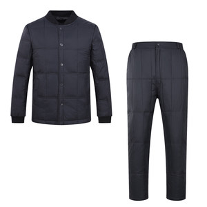 Middle -aged and elderly men's down jackets Inner bile sets of winter daddy and old man thickened warm and warm inner two -piece cotton pants jacket