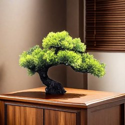 Artificial Welcoming Pine Tree Branches and Leaves Indoor Living Room Home Decoration Fake Pine Tree Green Plant Ornament Bonsai