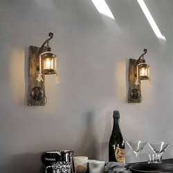 American retro industrial style wall lamp restaurant coffee shop bar counter aisle corridor creative solid wood hot pot restaurant bar lamp