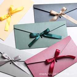 New direct selling cross-border creative ribbon envelope bow pearlescent paper color thickened large special kraft paper letter