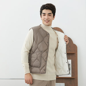 
Winter warm thickened down cotton vest for young and middle-aged men thin lining lambswool vest cotton waistcoat vest close-fitting